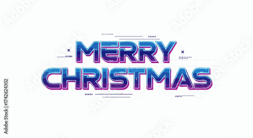 Merry Christmas text with blue and purple gradient on white background.