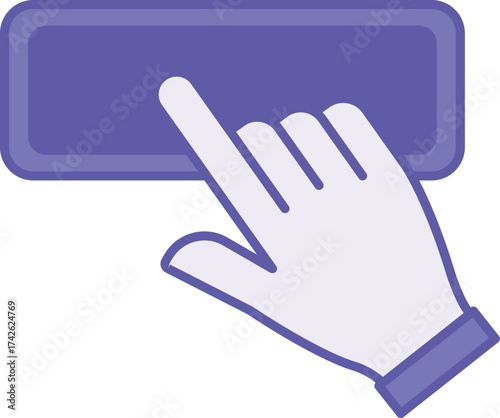 Colored Button Icon. Vector Illustration. Human Hand Pressing a Button on a Website. Loading Concept