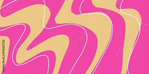 Abstract pink and beige fluid pattern with organic shapes and smooth curves, modern minimalist wavy background design