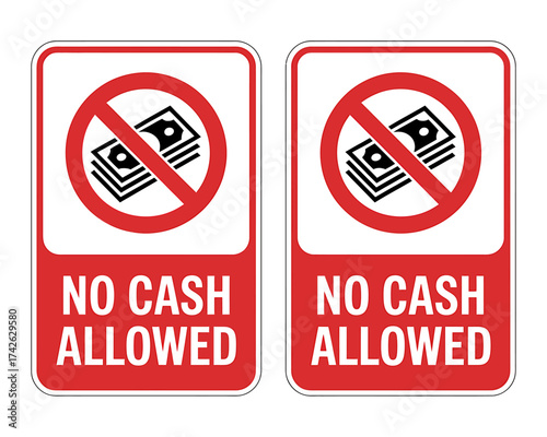 No Cash Allowed Signage Design Representing Modern Payment Systems and Digital Transactions in Business and Retail Environments