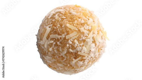 Coconut Candy Balls with Shredded Coconut Coating Isolated on Transparent or White Background