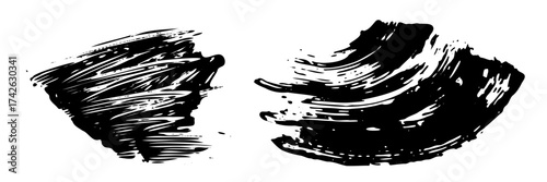 Mascara brush stroke isolated. Black eyelash makeup smudge