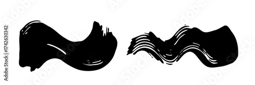 Mascara brush stroke isolated. Black eyelash makeup smudge