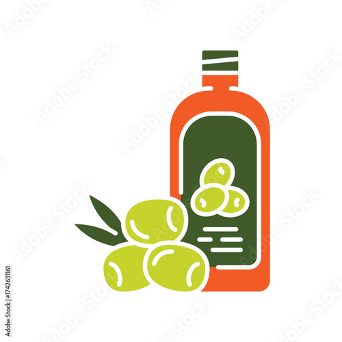 extra virgin olive oil color flat icon.
