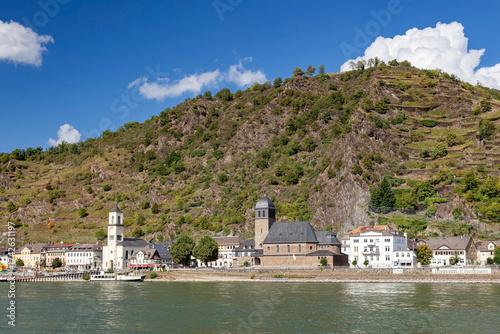 View of St. Goarshausen with Katz Castle,  Rhine ,Rhineland-Palatinate, Germany, Europe