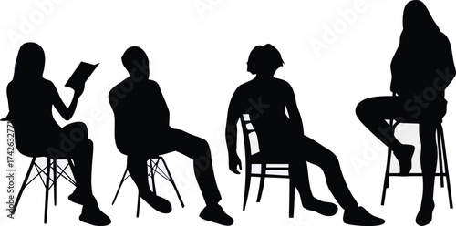 Thoughtful Man Sitting on a Chair Silhouette