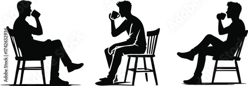 Thoughtful Man Sitting on a Chair Silhouette