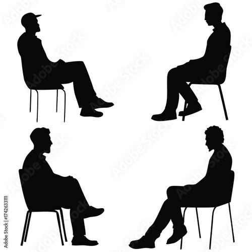 Thoughtful Man Sitting on a Chair Silhouette