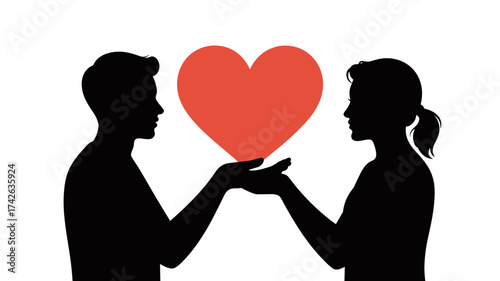 Couple sharing a vibrant heart symbolizing love and connection in a heartfelt gesture of affection