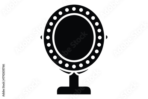 beauty mirror with lights vector icon silhouette