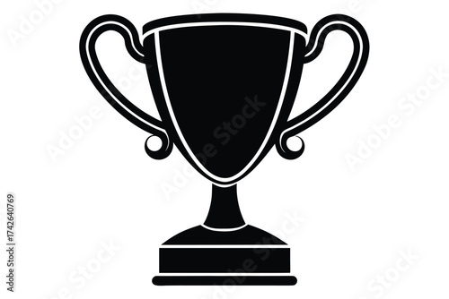 gold trophy vector icon silhouette