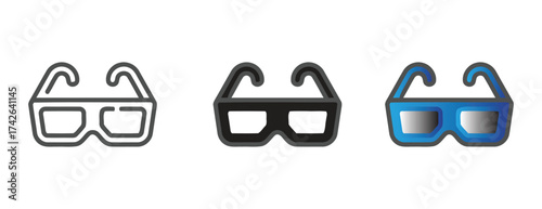 Sunglasses Vector Icons: Line, Flat, and Two-Color Style
