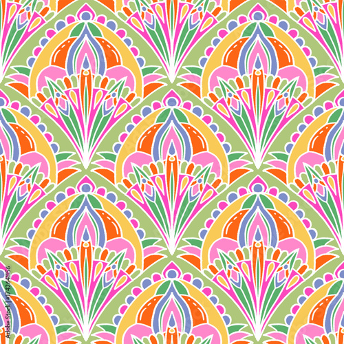 seamless floral scribble pattern background, motifs floral hand drawn, scribble style, scallop pattern, design for seamless floral pattern, printing, wrapping, background and craft