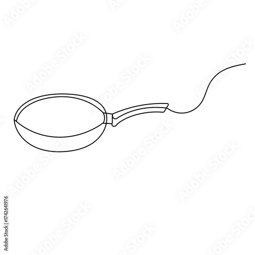 Frying pan  single line art   icon   continuous one line drawing of outline vector illustration 
