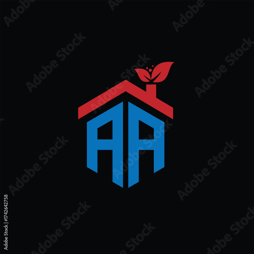 AA Leaf Logo Design Vector illustration template
