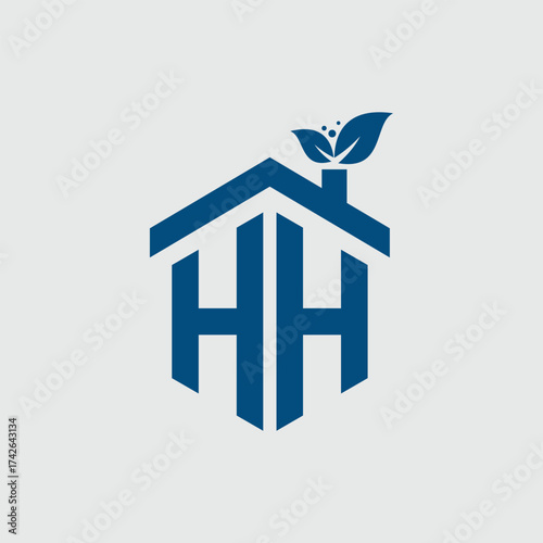 HH Leaf Logo Design Vector illustration template