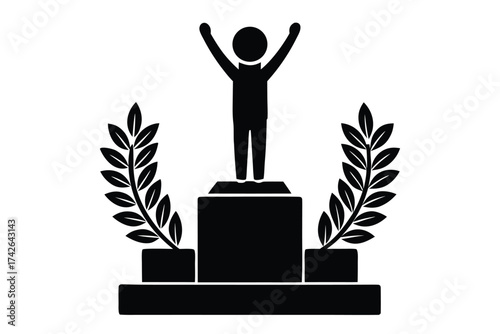 podium with winner vector icon silhouette
