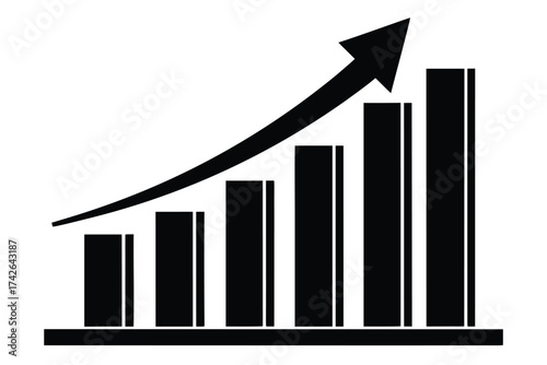 rising bar graph vector icon silhouette