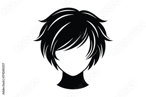 short hair silhouette vector icon silhouette