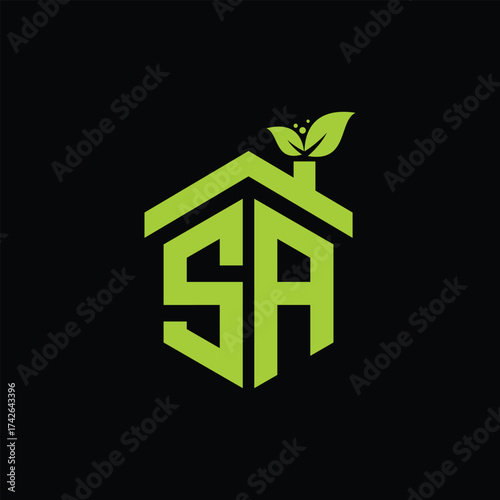 SA Leaf Logo Design Vector illustration template