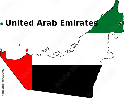 United Arab Emirates vector flag overlay map
