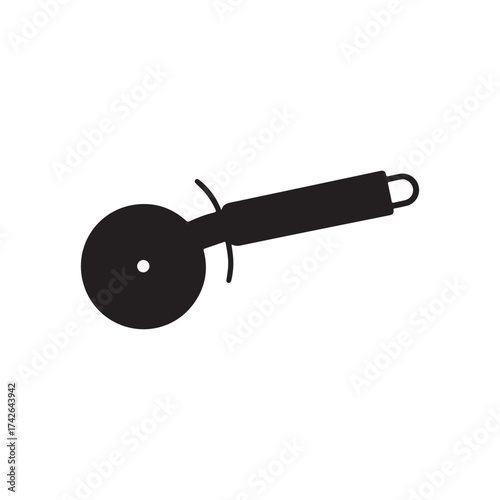 Pizza cutter silhouette vector flat illustration design on white background