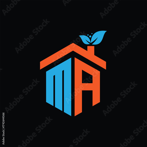 MA Leaf Logo Design Vector illustration template