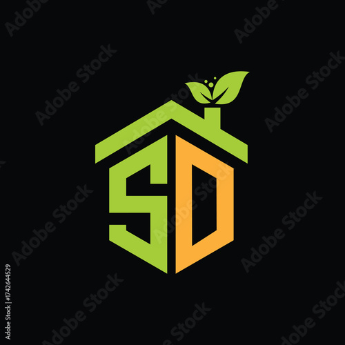 SD Leaf Logo Design Vector illustration template