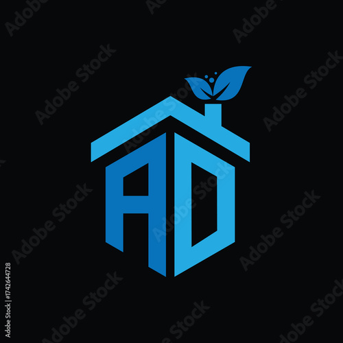 AD Leaf Logo Design Vector illustration template