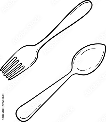 Elegant Silver Fork and Spoon