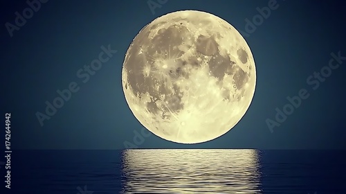 Full moon reflecting on river lit by glowing witch magic energy, cinematic fantasy look