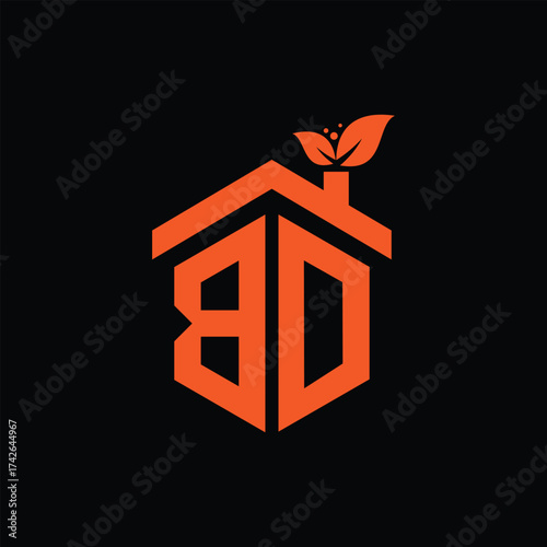 BD Leaf Logo Design Vector illustration template