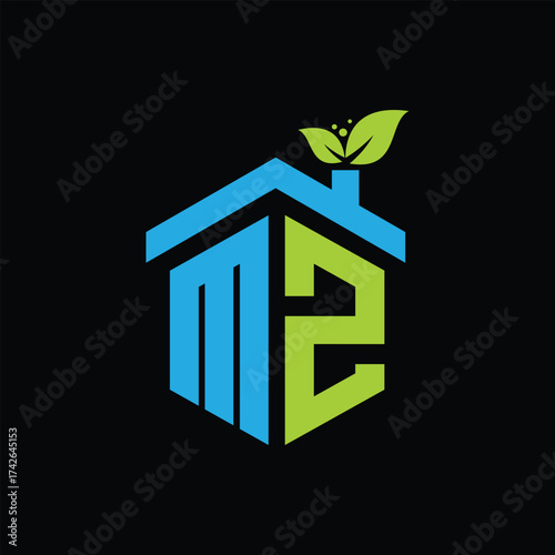 MZ Leaf Logo Design Vector illustration template