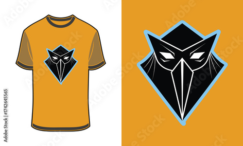 Orange T Shirt With Tshirt mockup Falcon Mask Graphic Blue Outline t-shirt