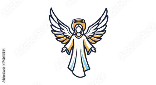 Illustration of an angel with a halo isolated on white background