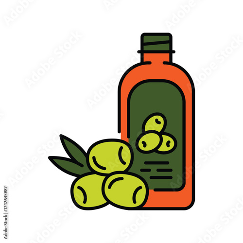 extra virgin olive oil color flat icon.