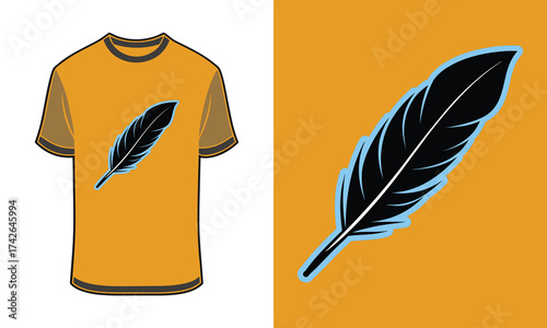 Orange T shirt with Tshirt mockup feather graphic isolated feather graphic vector
