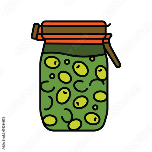 oil cured olives color flat icon.