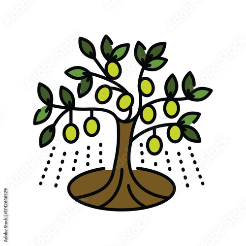 olive irrigation  color flat  icon.