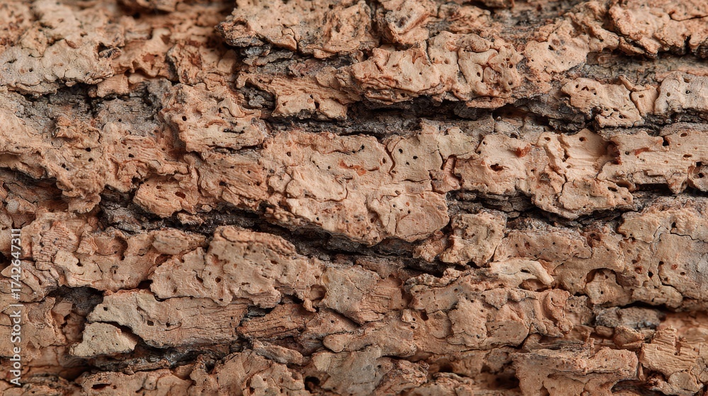 Naklejka premium Natural cork bark texture. Organic tree surface. Sustainable material background