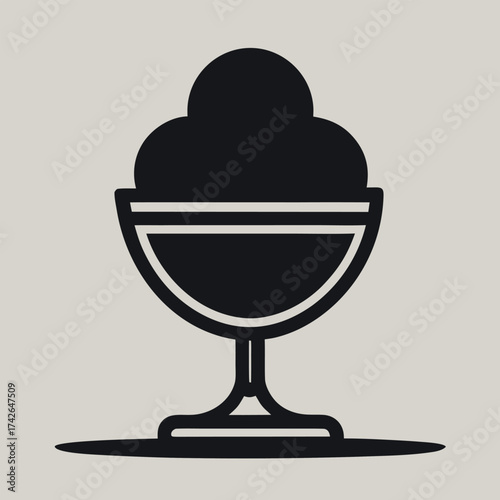 Black Silhouette Ice Cream Sundae Icon dessert sweet