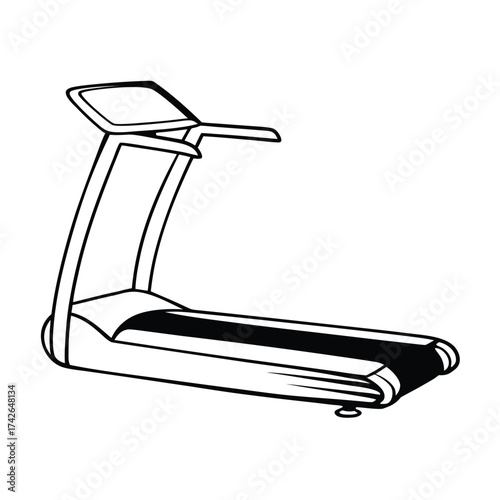 Minimal monoline treadmill outline design for fitness advertising and promotional materials