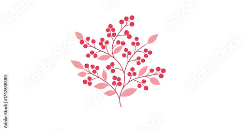 A delicate cluster of pink berries and leaves.