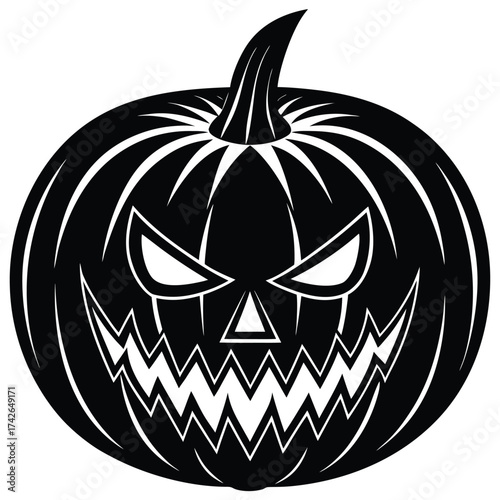 Eerie jackolantern with sharp teeth