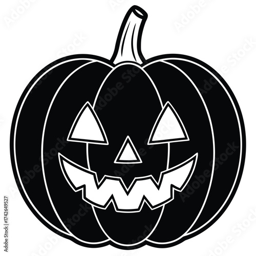 Silhouette of a jackolantern with a spooky face for halloween season