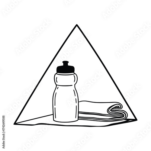 Simple linear illustration of a gym water bottle with a minimalist design