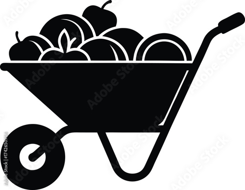 a wheelbarrow filled with fresh vegetables