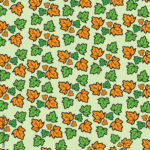 Autumn and Spring Leaves Seamless Vector Pattern