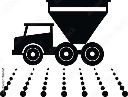 a seed drill machine dropping seeds on farmland