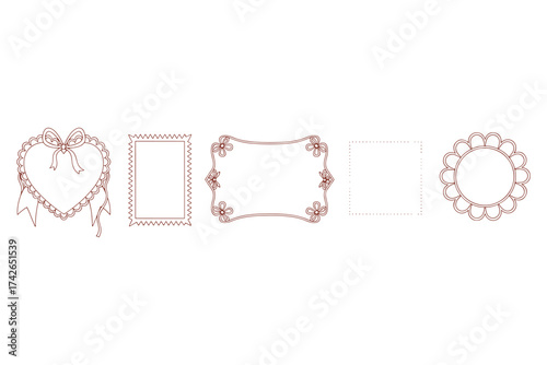 Elegant decorative frames with floral and heart designs isolated on white background, ideal for wedding invitations, greeting cards, and special occasions vector illustration